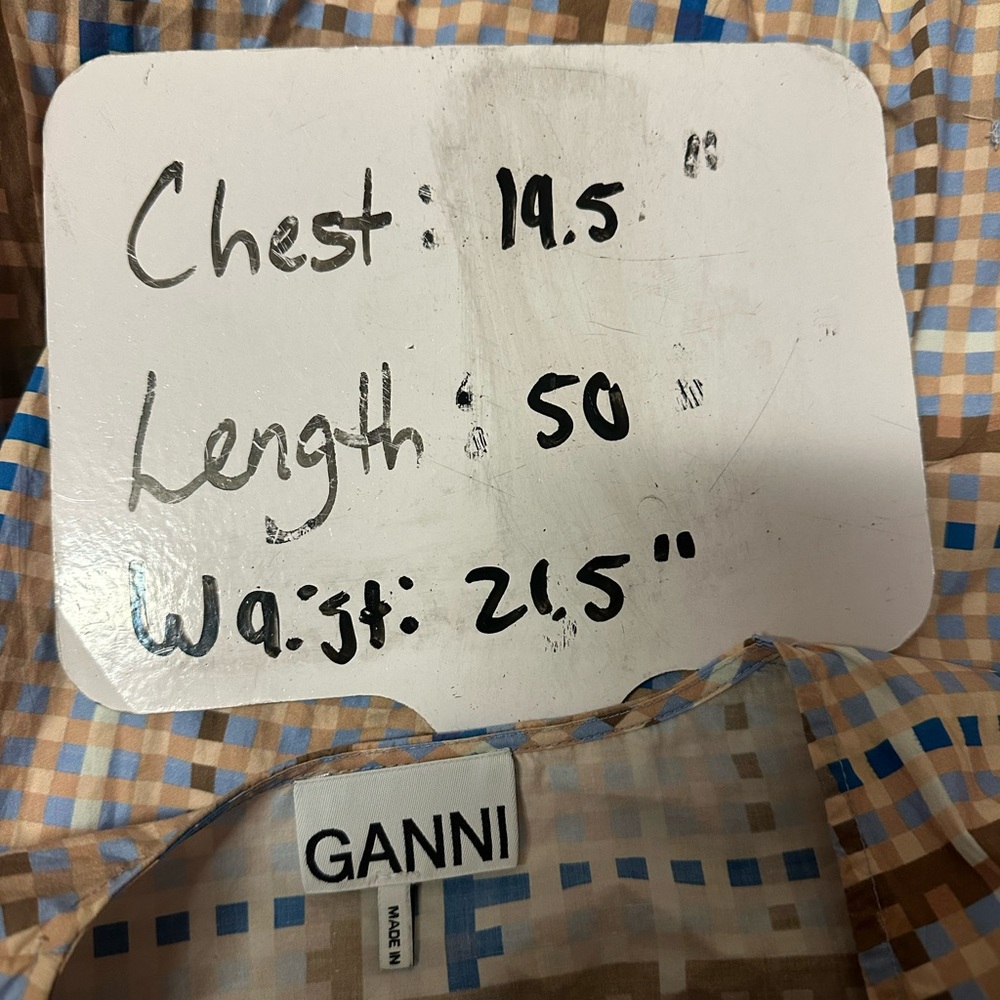 GANNI Checked Cotton-poplin Wrap Midi Dress Size 38 Medium 6 - Picture 10 of 13